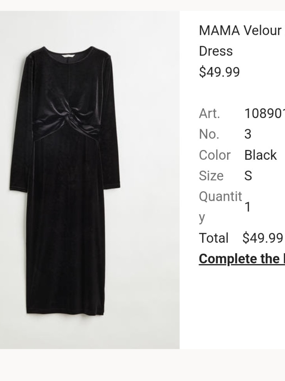 Black H&M Breastfeeding-friendly Midi Dress